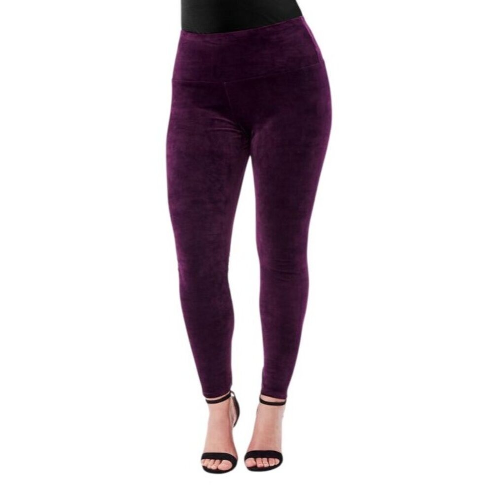 NWT RUBY RIBBON PURPLE VELVET LEGGINGS W/ INTOMI TUMMY TUCK WAISTBAND - 3XL